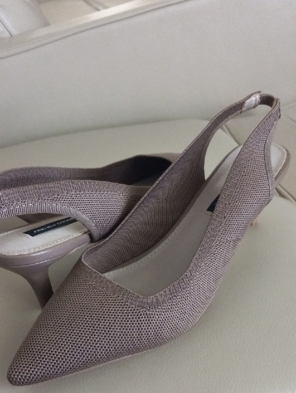 French Connection Pointed Slingback Heels in Taupe Knit Size 9